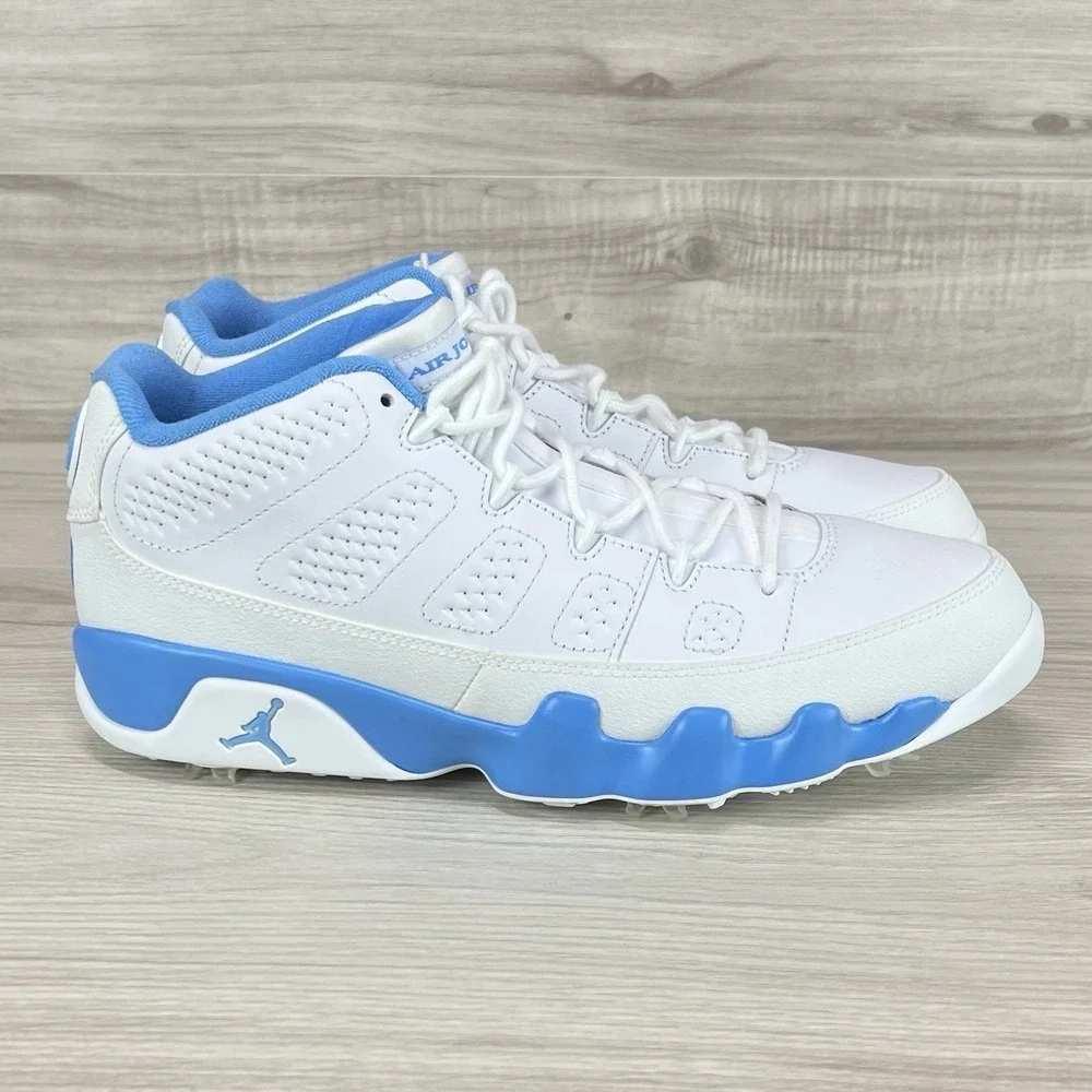 Men's 10.5 - Nike Air Jordan 9 UNC White University Blue Golf Shoes FJ5934-101